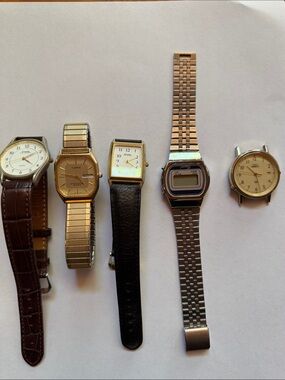 Mixed Lot of 5 Vintage Men’s Wristwatches - untested